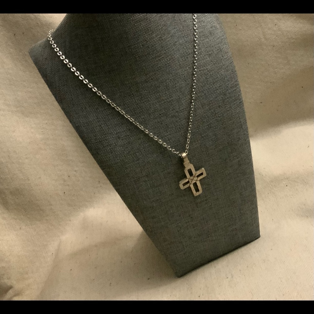 Authentic Ethiopian Handmade Coptic Cross,  24” Stainless Steel Chain Necklace.